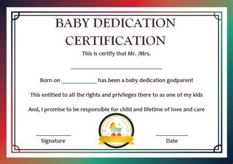Pin On Baby Dedication To Godparents Certificate Template