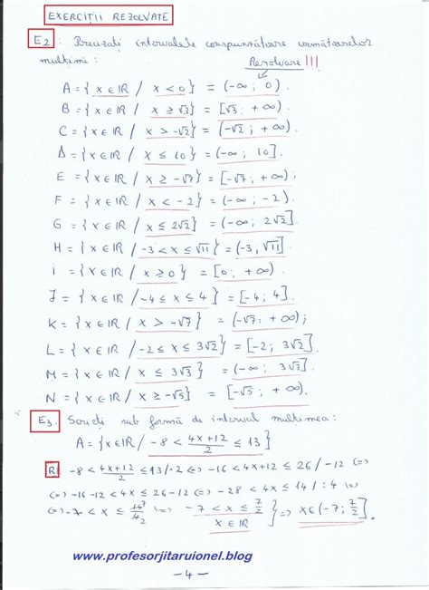 Pregătire Evaluarea Națională Clasa A 8 A Intervale De Numere Reale