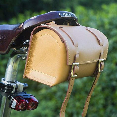 Large Bicycle Bag Saddle Handlebar Frame Bag In Tan Leather