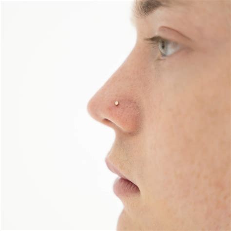 Tiny Diamond Stud L Shape Nose Ring In 14k Gold Maison Miru