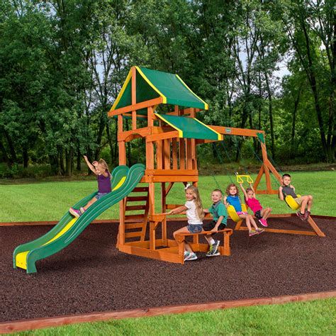 Finding a reputable playground set for your backyard is a must. Backyard Discovery Tucson Cedar Wooden Swing Set Outdoor ...