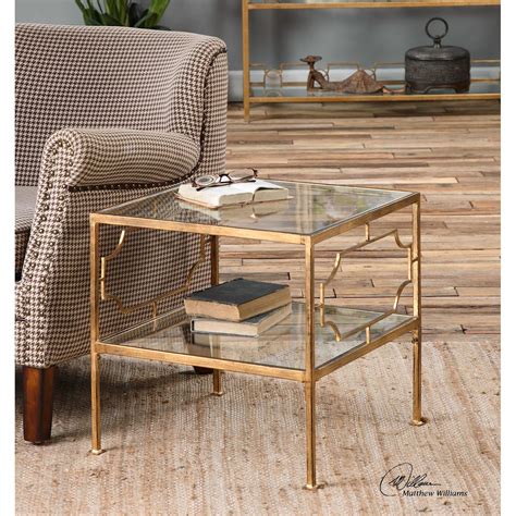 Uttermost Accent Furniture Occasional Tables 24477 Genell Gold Cube