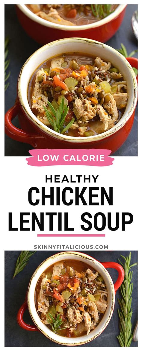 Low in calories and high in nutrition, lentils are a plant protein that's pretty darn perfect. Chicken Lentil Soup {GF, Low Cal} - Skinny Fitalicious®