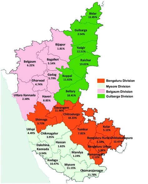 Map Of Karnataka Showing Tribal Population As Percentage Of Total