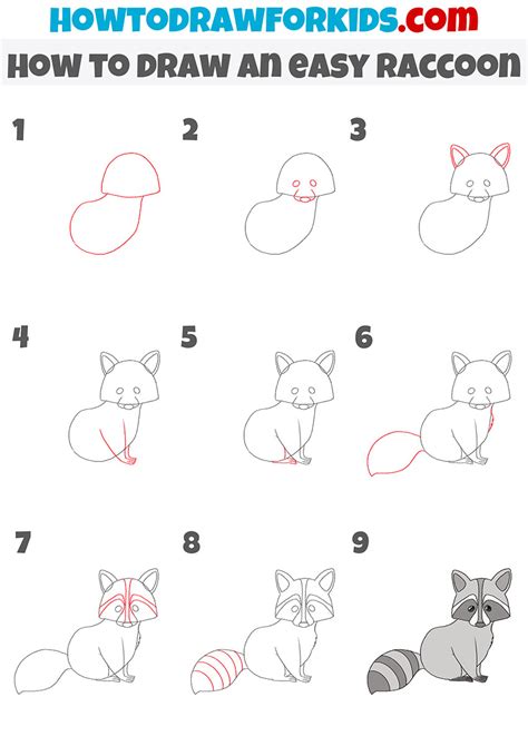 How To Draw An Easy Raccoon Easy Drawing Tutorial For Kids