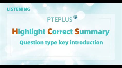 Pte Listening Highlight Correct Summary Core Information Overview