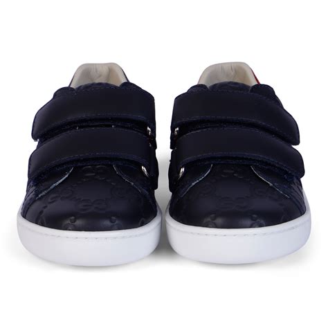 Gucci Gg Velcro Sneakers In Navy Bambinifashioncom