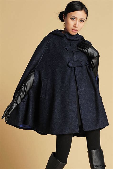 hooded wool cape coat autumn winter wool cloak coat oversized cape coat plus size wool cape