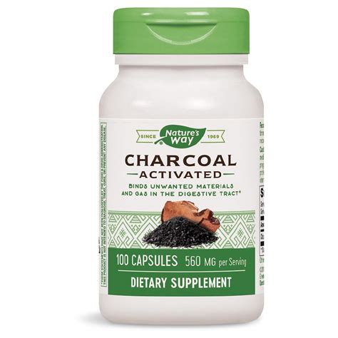 Natures Way Charcoal Activated 280 Mg Dietary Supplement Capsules