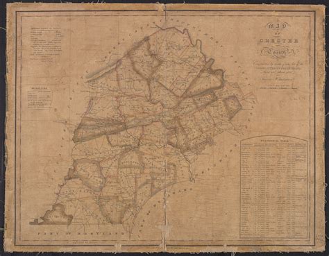 Chester County Map 1816 By James Hindman White Horse Tavern And Inn