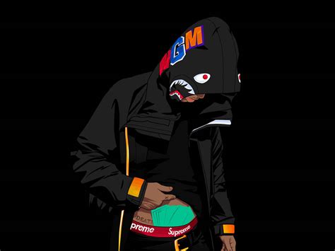 Download Hooded Man Gangster Cartoon Wallpaper