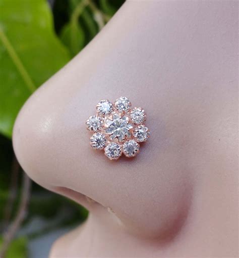 Crystal Nose Stud Flower Nose Stud Christmas Sale Unique Nose Etsy