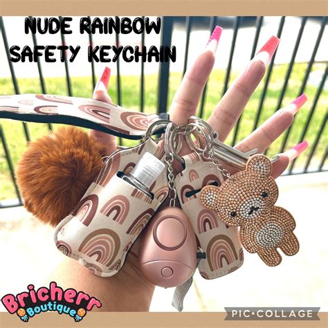 SAFETY KEYCHAIN SET Nude Rainbow Safety Keychain Protection Keychain