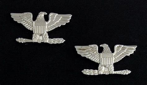 Colonel Eagle Rank Insignia Small In Silver Plating Pair Fratline
