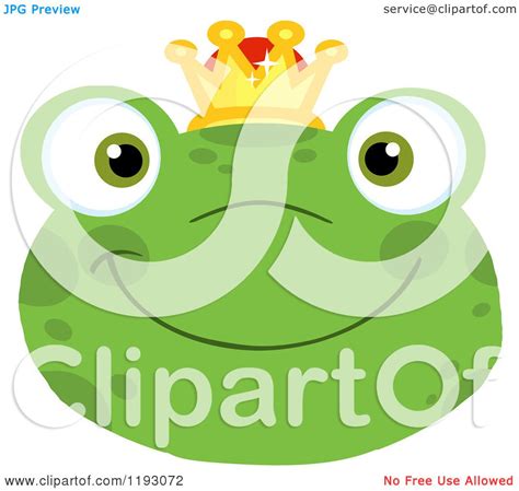 Cartoon Of A Smiling Happy Frog Face With A Crown Royalty Free Vector