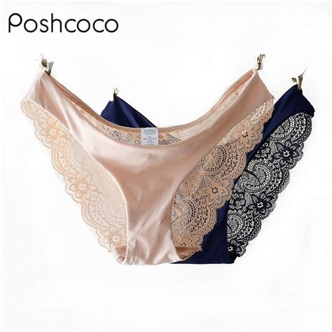 poshcoco high quality comfortable lace seamless cotton milk silk female briefs ladies sexy