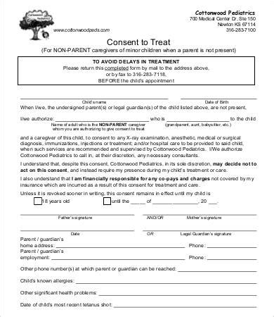 medical consent form    word documents