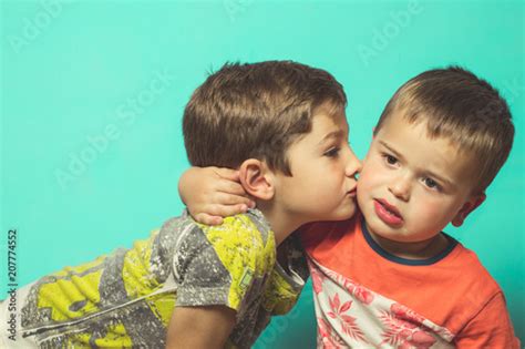 Two Brother Boys Kissing Each Other Two Kids Kissing Each Other Buy
