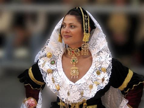 Sardinian Woman In Her Village Costume Traditional Outfits Italian