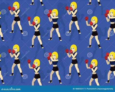 Uppercut Manga Boxing Man Cartoon Vector Illustration Seamless