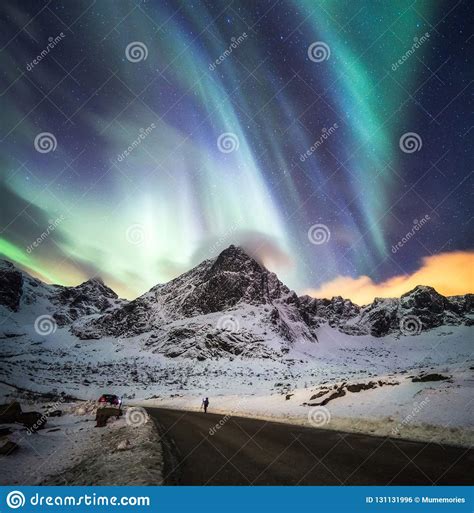 Aurora Borealis Northern Lights Explosion Over Snow