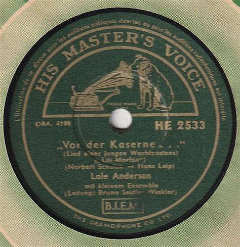 Lale Andersen Vor Der Kaserne Lili Marleen Drei Rote Rosen Shellac Discogs