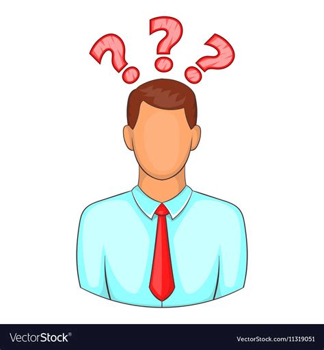 Man With Question Marks Icon Cartoon Style Vector Image