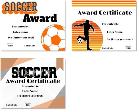 Free Editable Soccer Certificates Customize Online Soccer Awards