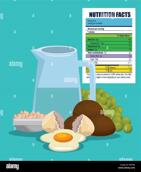 Healthy Food With Nutritional Facts Vector Illustration Design Stock