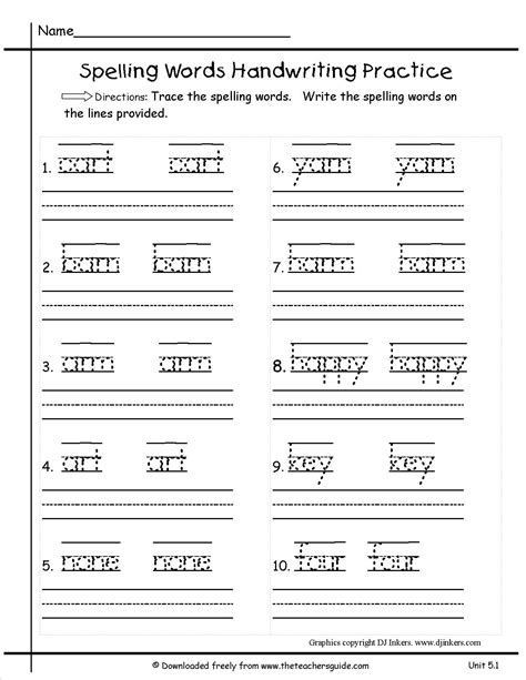 1st Grade Handwriting Practice Sheets Worksheets For All Download And