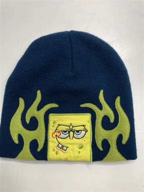 Spongebob Squarepants Nickelodeon 2006 Viacom Blue Beanie Winter Hat 5