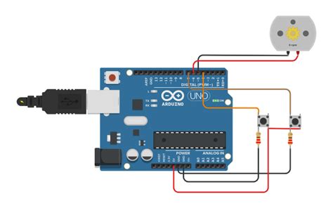 Circuit Design Controling Motor With Buttonsligotero Tinkercad