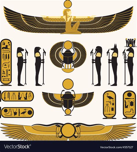 Below is a table showing the egyptian alphabet and how it is pronounced in english, and. Ancient Egyptian symbols and decorations Vector Image