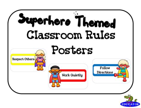 Back To School Superhero Classroom Rules Posters Teaching Resources