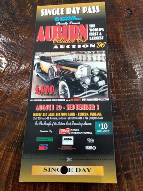 Auburn Collector Car Auction 1996 Ticket Stub Worlds Larget Classic