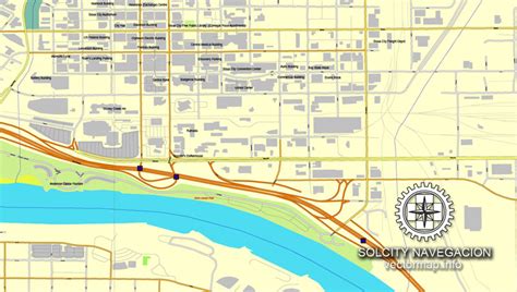 Sioux City Iowa Us Printable Vector Street City Plan Map