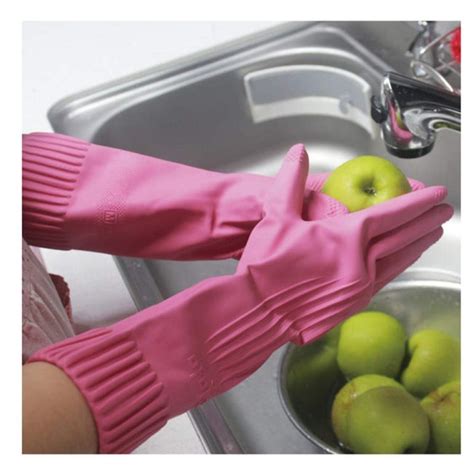 Mommyson Kitchen Rubber Cleaning Gloves With Lining Household Thickening Pu Waterproof