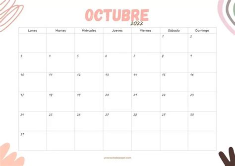 Calendarios Octubre 2022 ️ Para Imprimir Gratis En 2022 Calendario