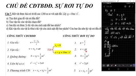 VẬt LÝ 10 ChỦ ĐỀ 2 DẠng BÀi TẬp SỰ RƠi TỰ Do Youtube