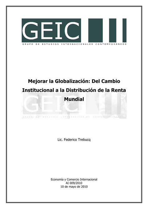 PDF Mejorar la Globalización Del Cambio Institucional a la