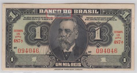 Brazil Banco Do Brasil Emergency Issue Mil Reis Cruzeiro