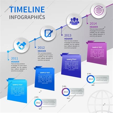 Abstract Paper Timeline Infographics Design Template With Ladder