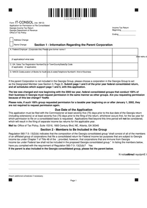 Fillable Form It Consol Application For Permission To File