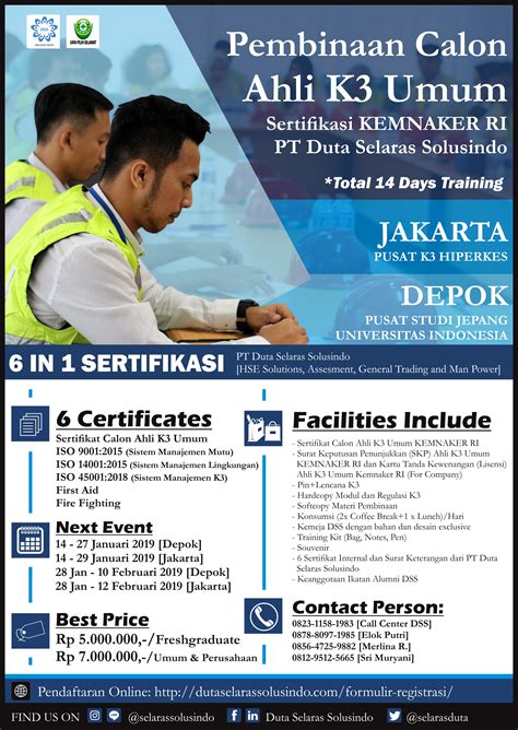 Pembinaan Ahli K3 Umum Sertifikasi Kemnaker Ri Regional Jakarta