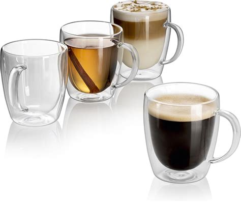 Jecobi® Indulge Strong Double Walled Insulated Drinking Glasses With Handle 10 Oz Glass Coffee