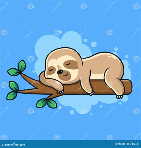 Cute Sleep Sloth Cartoon Cartoon Vector Icon Illustration Animal Icon