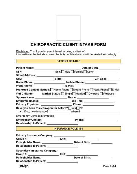 Free Chiropractic Client Intake Form Pdf Word