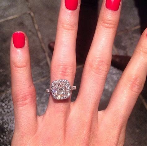 Katherine Webbs Platinum 5 Carat Cushion Cut Diamond Ring