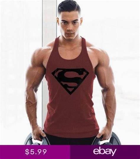 Men Bodybuilding Tank Top Muscle T Shirt Gym Fitness Stringer Superman