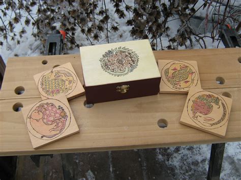 A Set Of Coasters Wooden Jewelry Boxes Handcraft